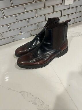 Donald J. Pliner Two-Tone Chukka Brogue Boots - Black & Brown